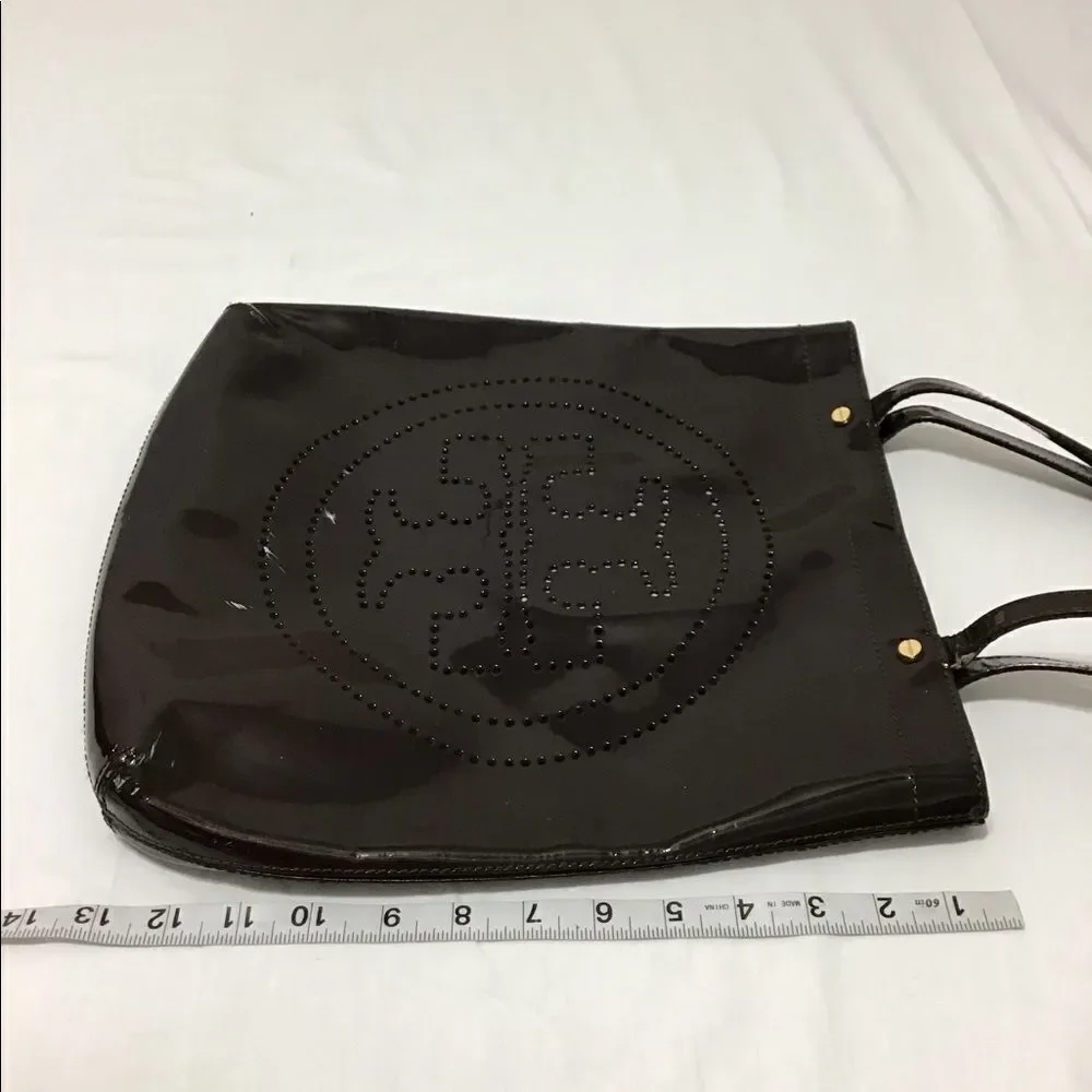 Tory Burch Brown Patent Leather Oversized Tote Bag